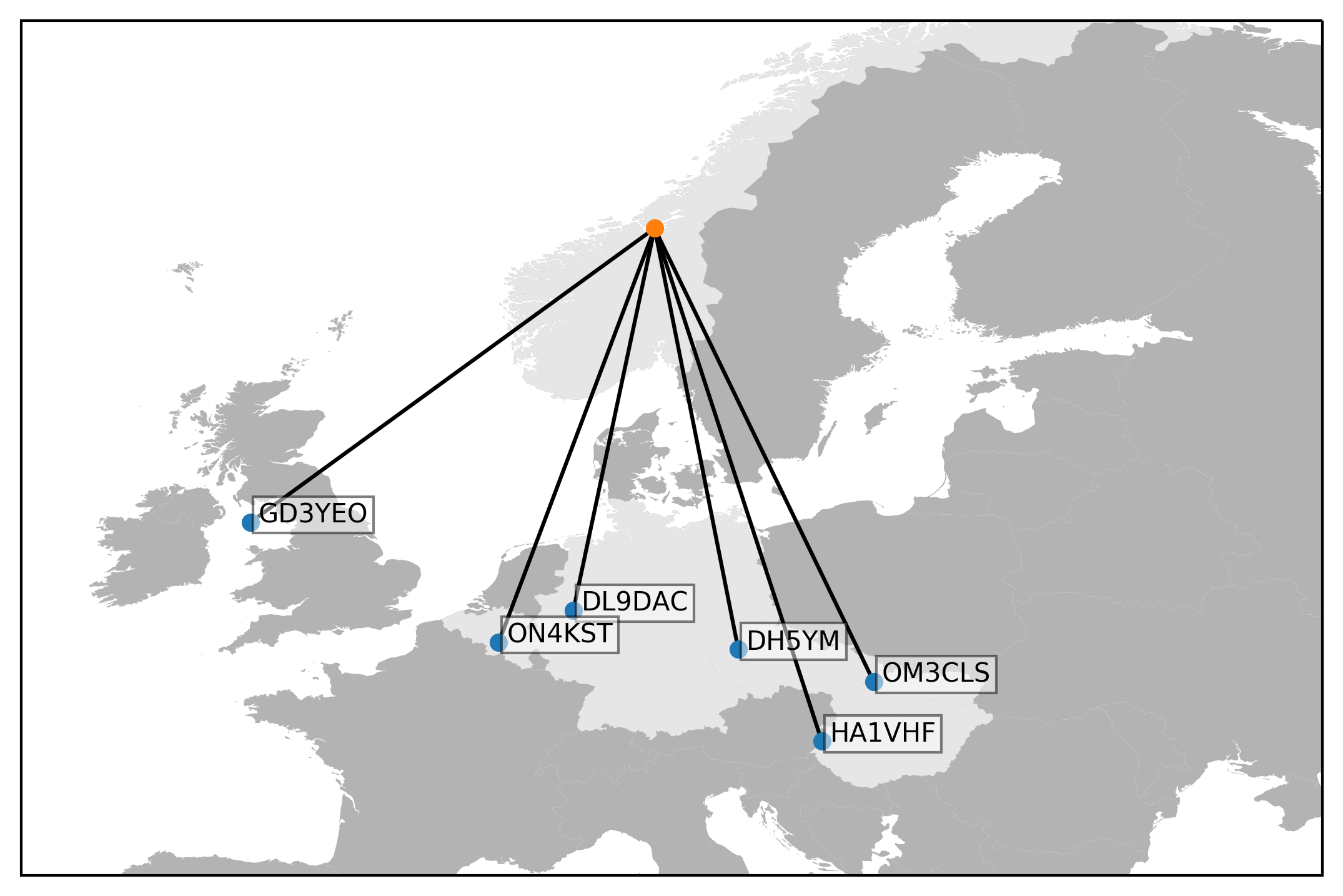 Plotting spotting calls on a map – Akademisk Radioklubb